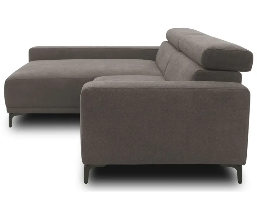 DOMO Sofa »Malmö«, Longchair links, mit Kopfteilverstellung, grau