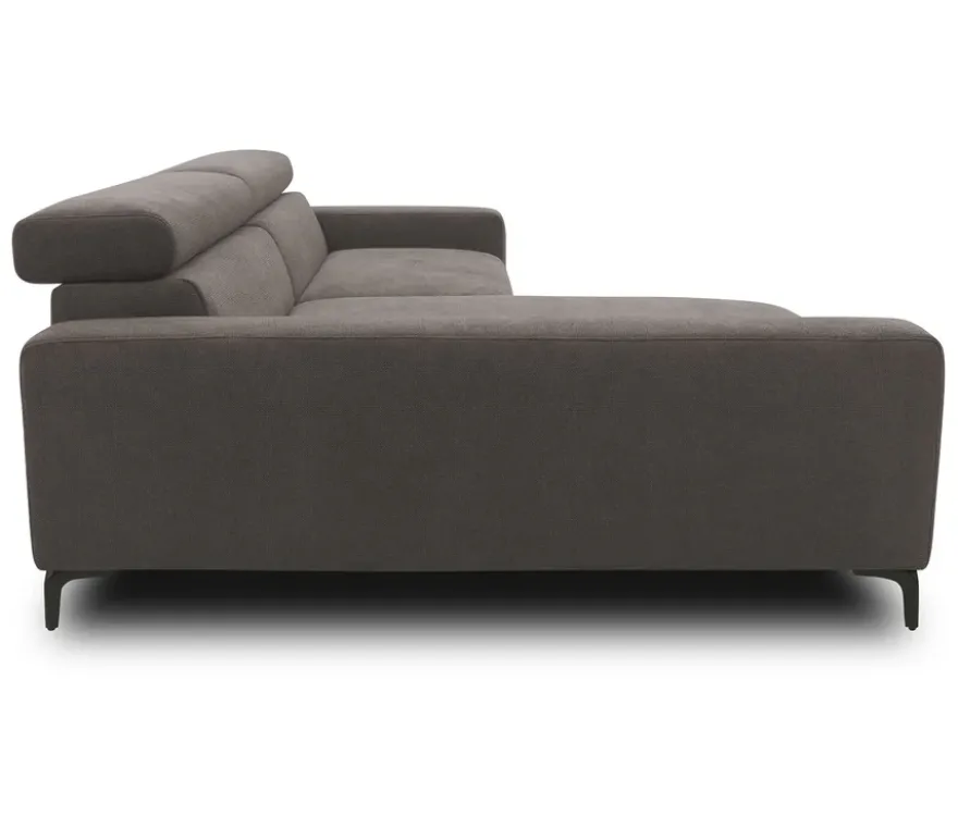 DOMO Sofa »Malmö«, Longchair links, mit Kopfteilverstellung, grau