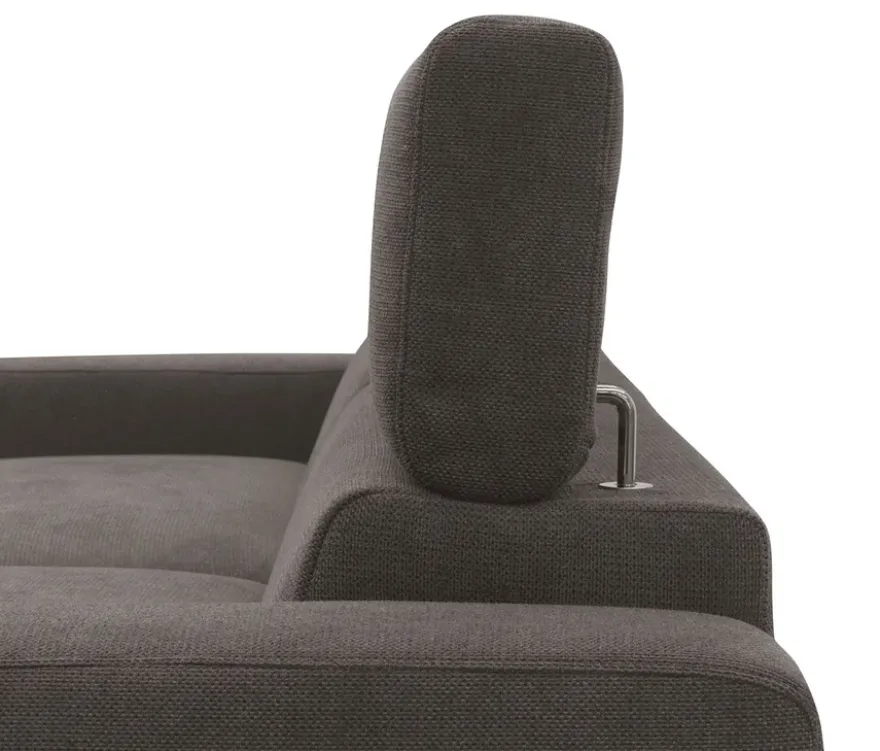 DOMO Sofa »Malmö«, Longchair links, mit Kopfteilverstellung, grau
