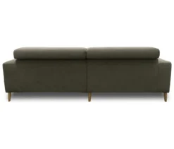 DOMO Sofa »Malmö«, Longchair links, mit Kopfteilverstellung, grau/holz