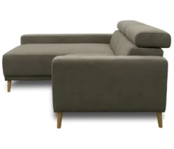 DOMO Sofa »Malmö«, Longchair links, mit Kopfteilverstellung, grau/holz