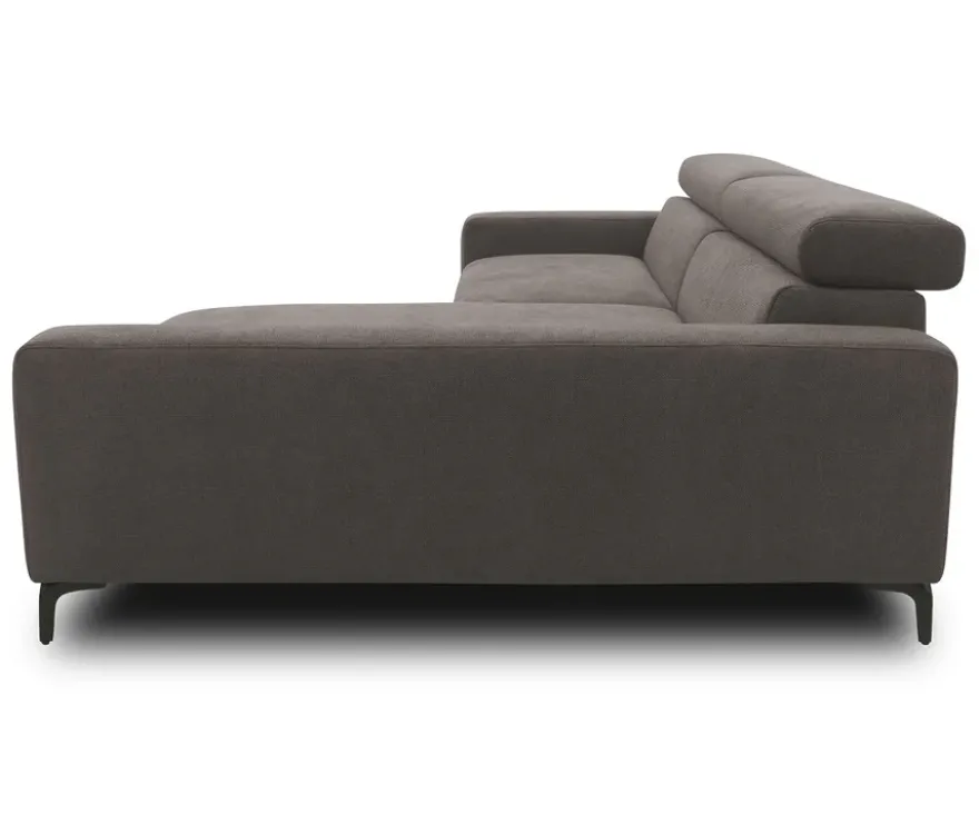 DOMO Sofa »Malmö«, Longchair rechts, mit Kopfteilverstellung, grau