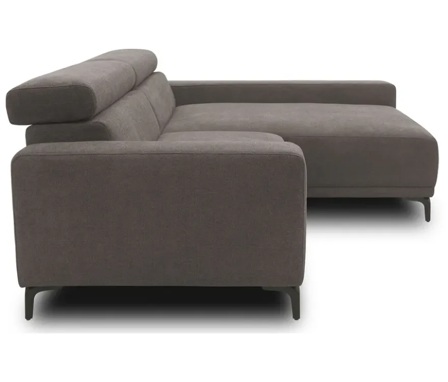 DOMO Sofa »Malmö«, Longchair rechts, mit Kopfteilverstellung, grau