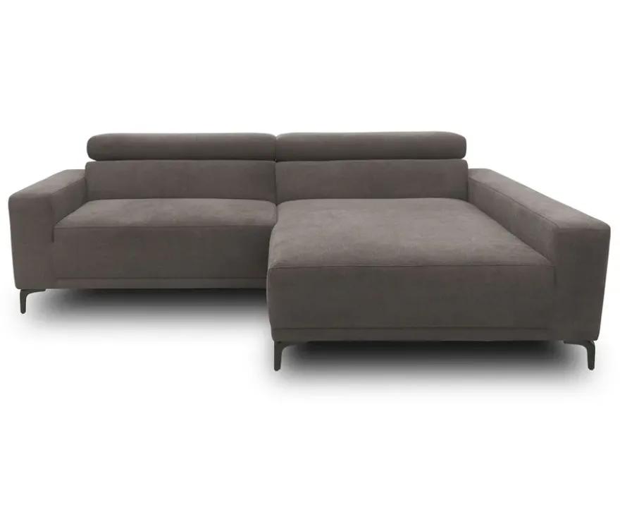 DOMO Sofa »Malmö«, Longchair rechts, mit Kopfteilverstellung, grau