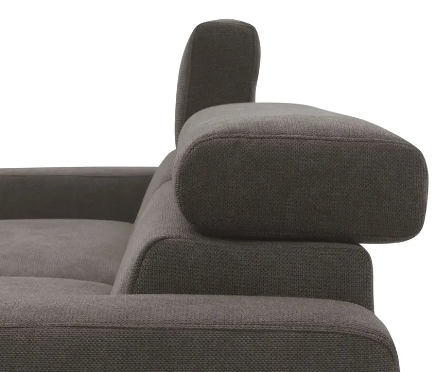 DOMO Sofa »Malmö«, Longchair rechts, mit Kopfteilverstellung, grau