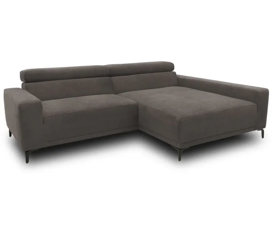 DOMO Sofa »Malmö«, Longchair rechts, mit Kopfteilverstellung, grau