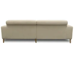 DOMO Sofa »Malmö«, Longchair rechts, mit Kopfteilverstellung, creme/holz