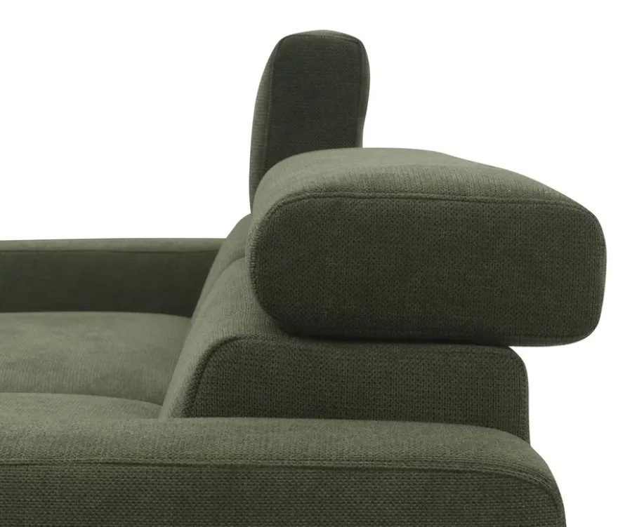 DOMO Sofa »Malmö«, Longchair rechts, mit Kopfteilverstellung, grün