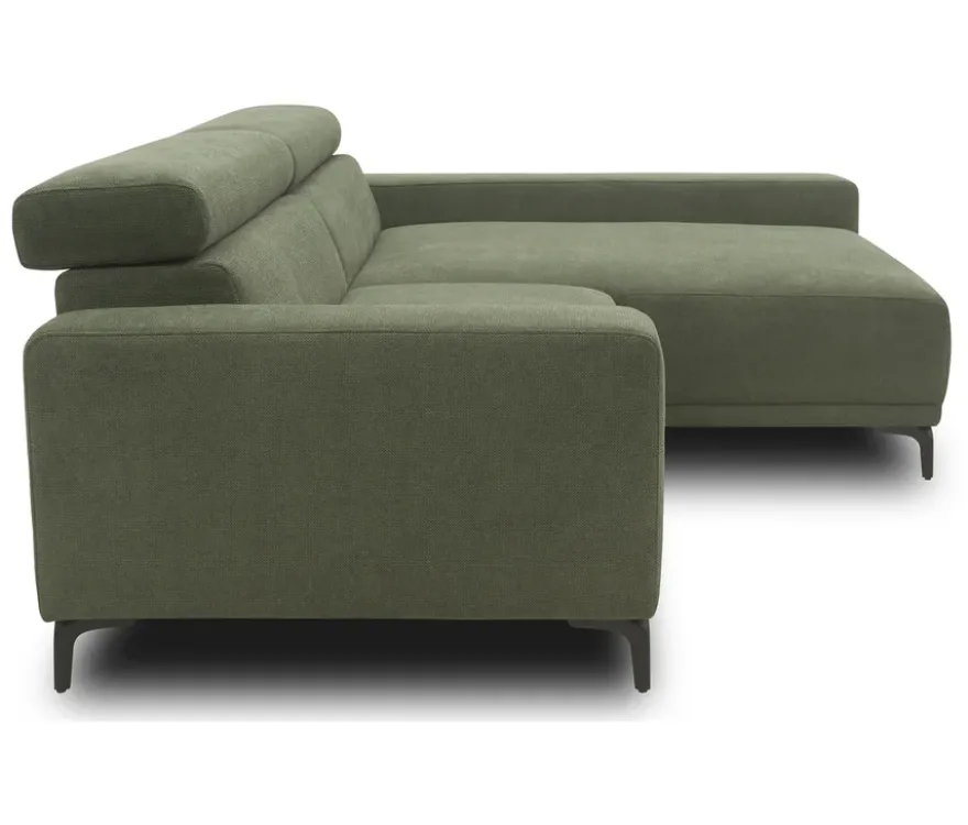 DOMO Sofa »Malmö«, Longchair rechts, mit Kopfteilverstellung, grün