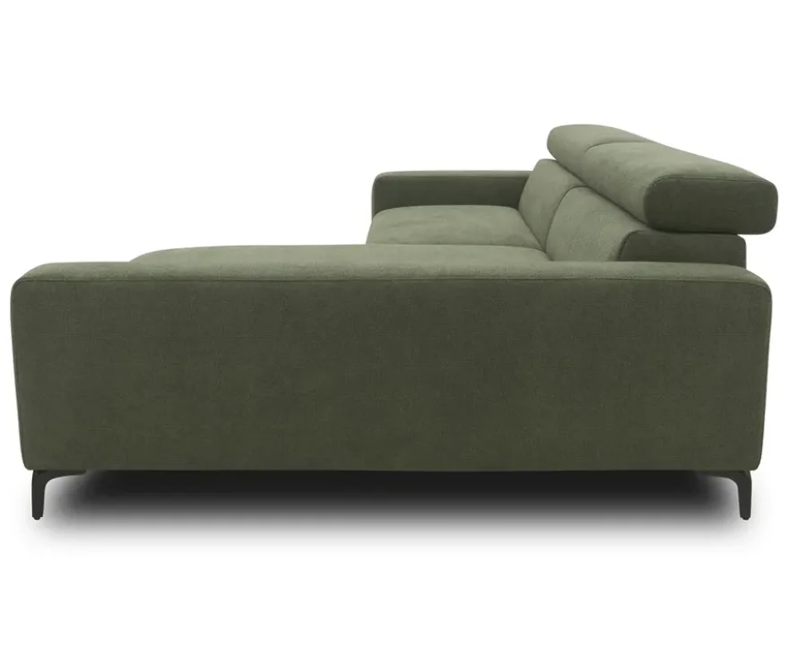 DOMO Sofa »Malmö«, Longchair rechts, mit Kopfteilverstellung, grün