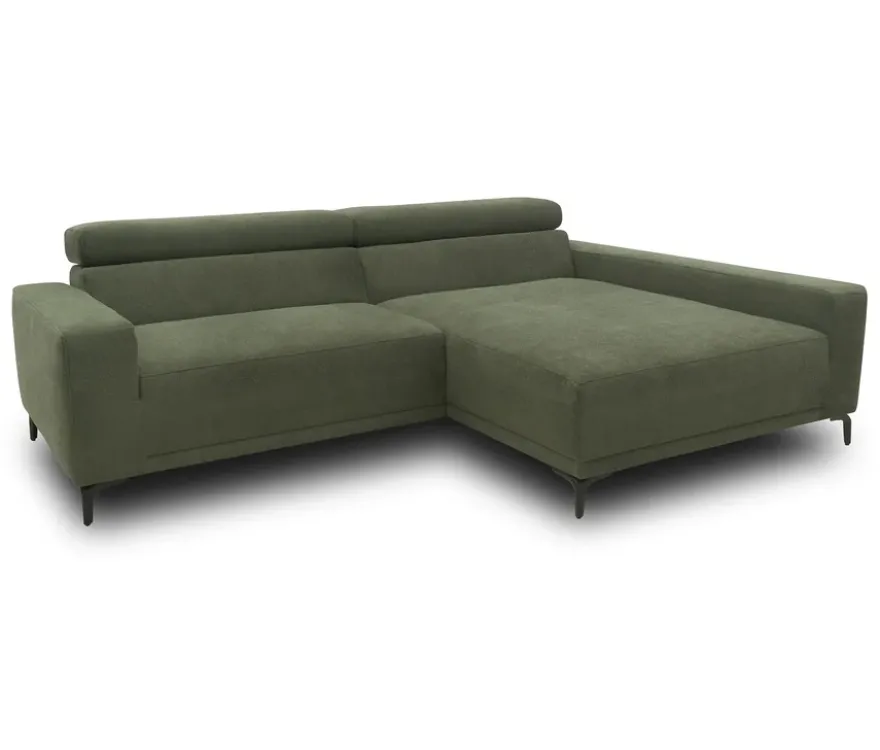 DOMO Sofa »Malmö«, Longchair rechts, mit Kopfteilverstellung, grün