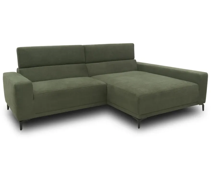 DOMO Sofa »Malmö«, Longchair rechts, mit Kopfteilverstellung, grün