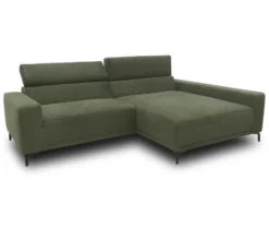 DOMO Sofa »Malmö«, Longchair rechts, mit Kopfteilverstellung, grün