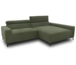 DOMO Sofa »Malmö«, Longchair rechts, mit Kopfteilverstellung, grün