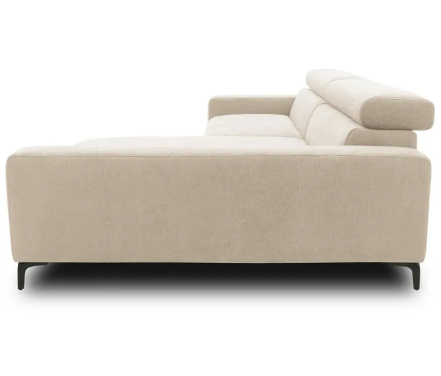 DOMO Sofa »Malmö«, Longchair rechts, mit Kopfteilverstellung, creme