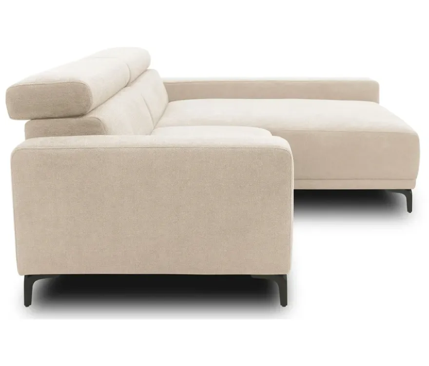 DOMO Sofa »Malmö«, Longchair rechts, mit Kopfteilverstellung, creme