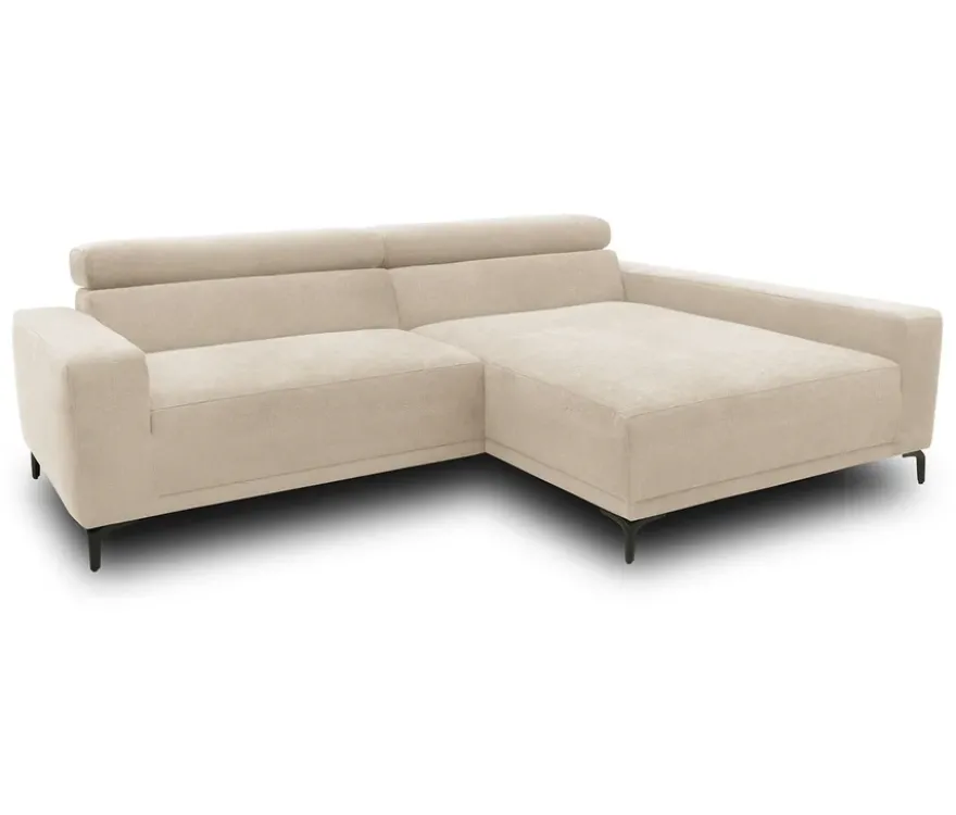 DOMO Sofa »Malmö«, Longchair rechts, mit Kopfteilverstellung, creme