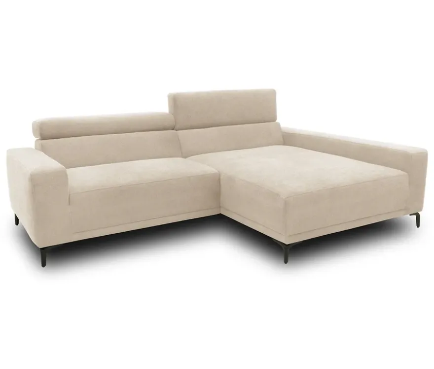 DOMO Sofa »Malmö«, Longchair rechts, mit Kopfteilverstellung, creme