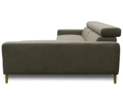 DOMO Sofa »Malmö«, Longchair rechts, mit Kopfteilverstellung, grau/holz