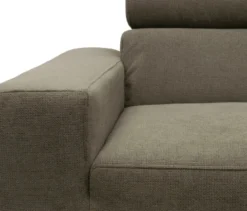 DOMO Sofa »Malmö«, Longchair rechts, mit Kopfteilverstellung, grau/holz