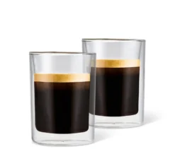 2 Doppelwandige Caffè Crema Gläser, eckig