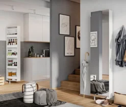Drehschrank mit Ganzkörperspiegel, weiß