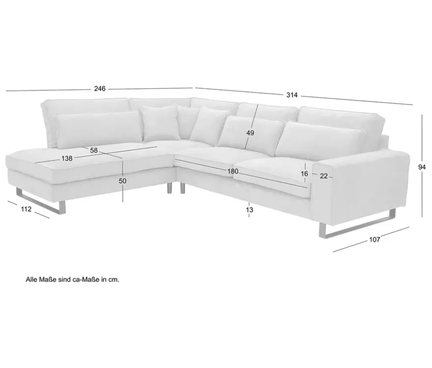 Ecksofa links mit Sofa 2,5-Sitzer rechts »Veluno«, grün