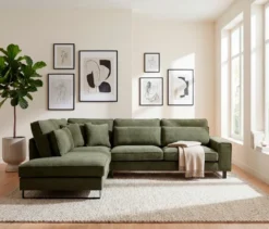 Ecksofa links mit Sofa 2,5-Sitzer rechts »Veluno«, grün