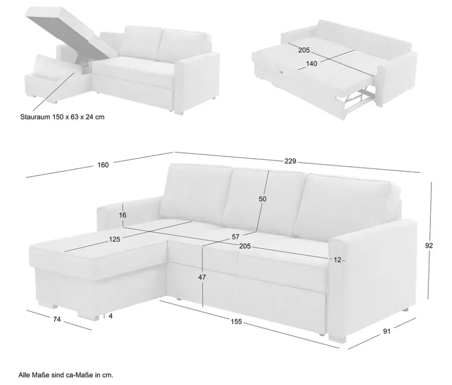 Ecksofa mit Auszugsbett »NovaLounge«, beige