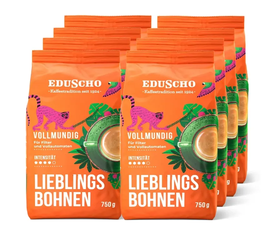 Eduscho Lieblingsbohnen Vollmundig - 8 x 750 g Ganze Bohne