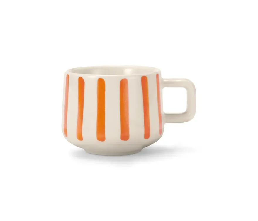 2 Espressotassen mit Untertassen, Streifen