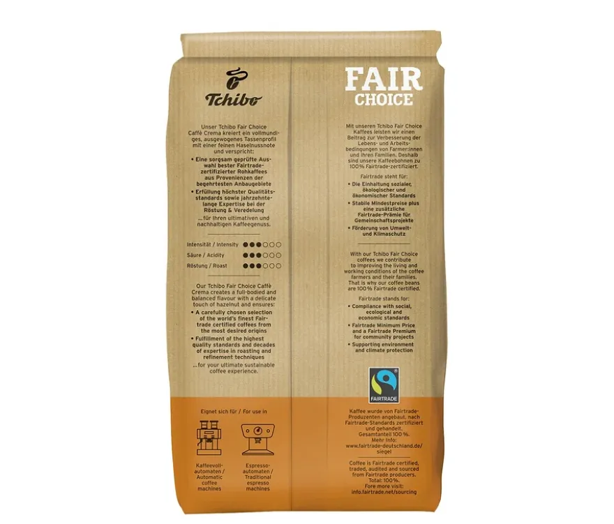 Fair Choice Caffè Crema - 1 kg Ganze Bohne