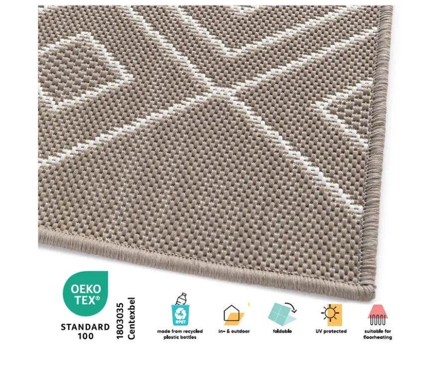 Faltbarer Outdoor-Teppich »Diamond Rhythm«, 240 x 340 cm, braun