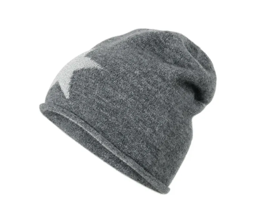 Feinstrick-Beanie mit Glitzer-Stern