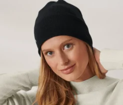 Feinstrick-Beanie, schwarz