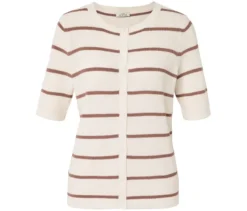 Feinstrick-Cardigan mit Leinen, Streifen