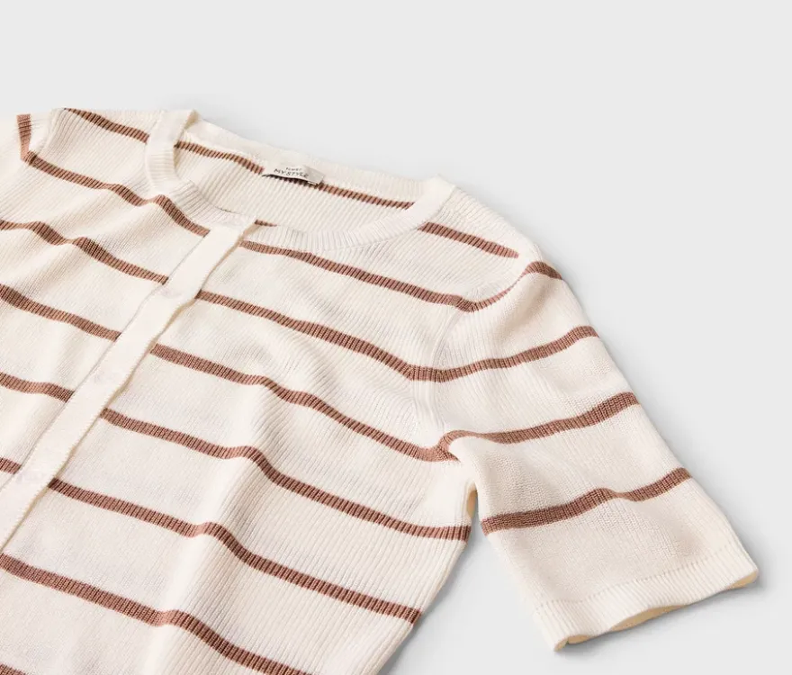 Feinstrick-Cardigan mit Leinen, Streifen