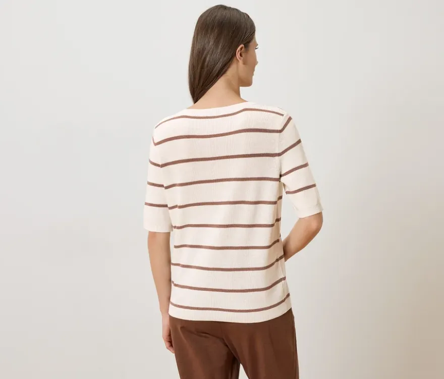 Feinstrick-Cardigan mit Leinen, Streifen