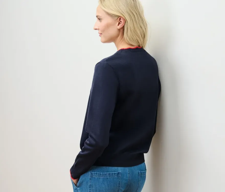 Feinstrick-Cardigan mit Wellenkante