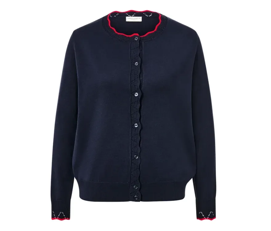 Feinstrick-Cardigan mit Wellenkante