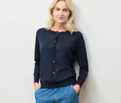 Feinstrick-Cardigan mit Wellenkante