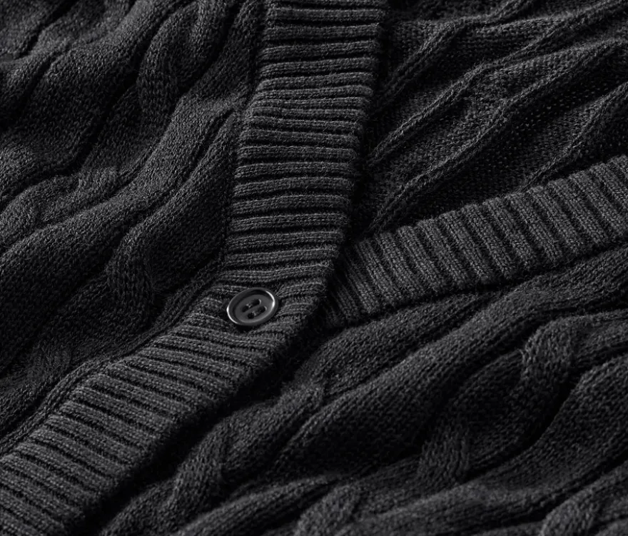 Feinstrickcardigan mit Zopfmuster