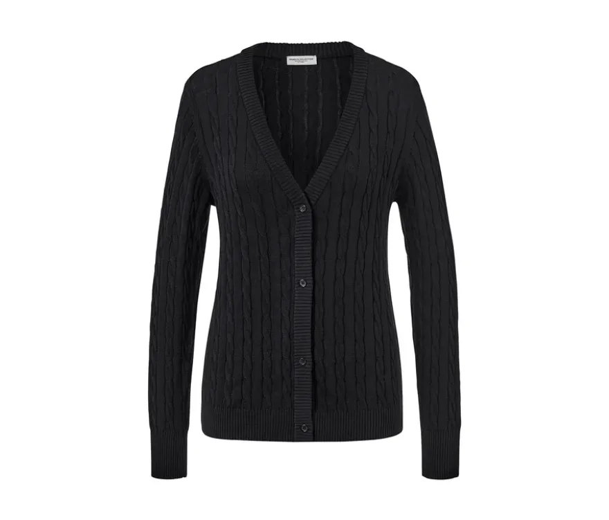 Feinstrickcardigan mit Zopfmuster