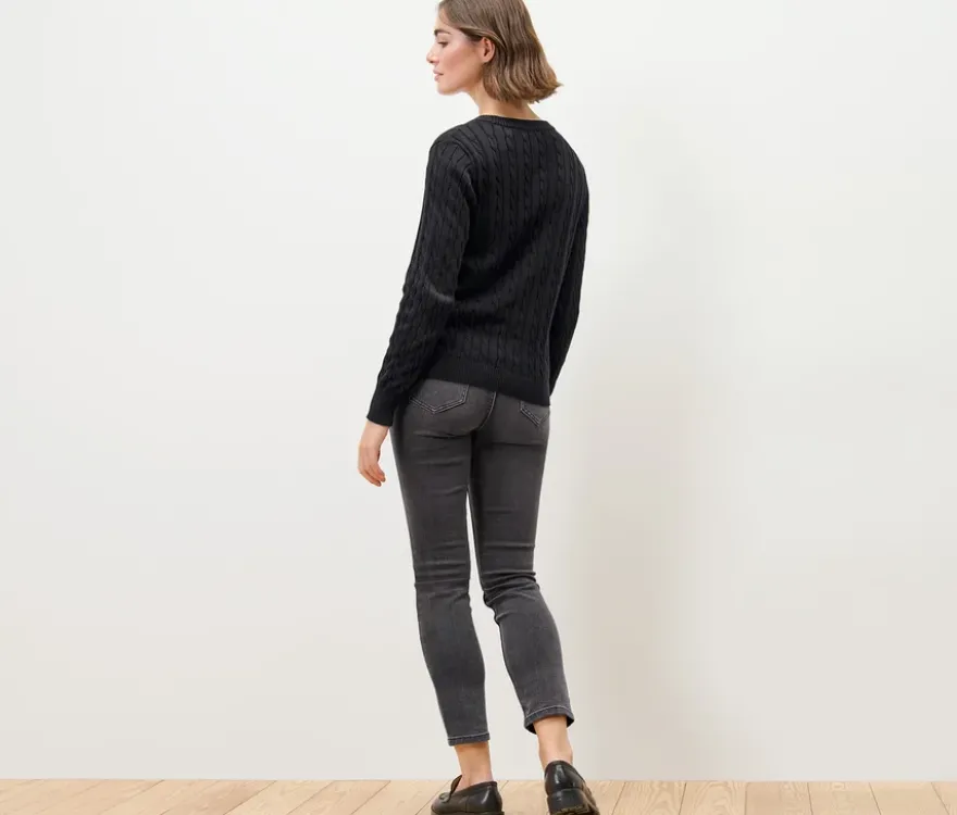 Feinstrickcardigan mit Zopfmuster