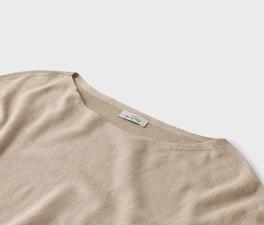 Feinstrickpullover, beige meliert