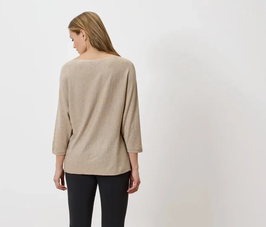 Feinstrickpullover, beige meliert
