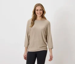 Feinstrickpullover, beige meliert