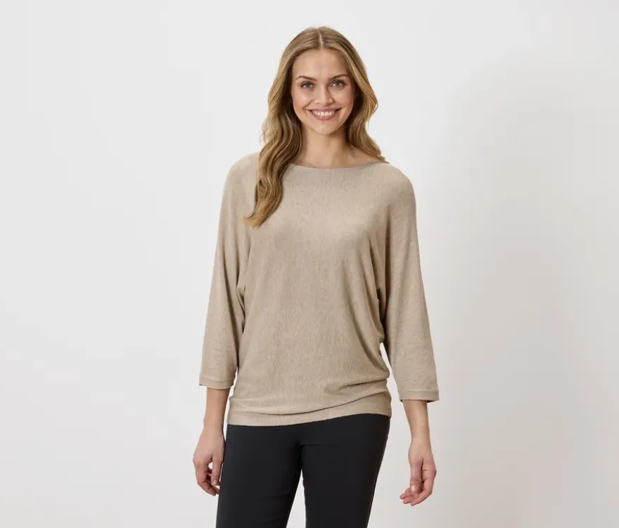 Feinstrickpullover, beige meliert
