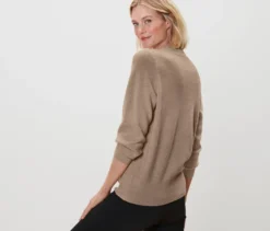 Feinstrickpullover, beige meliert