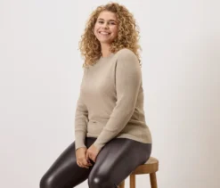 Feinstrickpullover, beige meliert